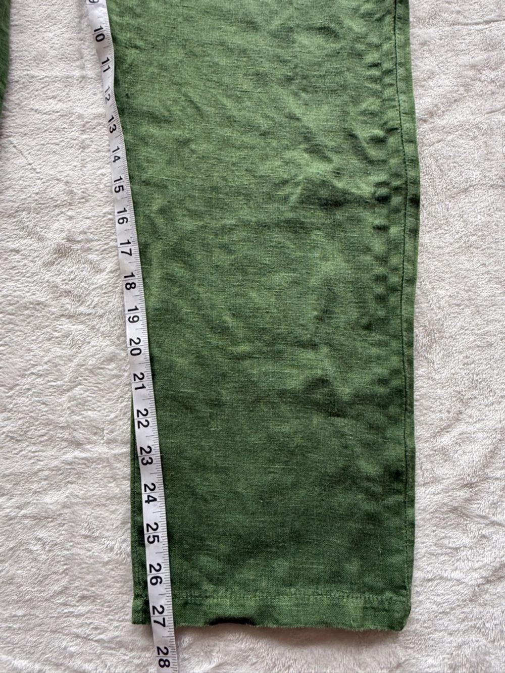 Italian Linen Casual Drawstring Pants Ivy Green Elastic Waist - Picture 3 of 6